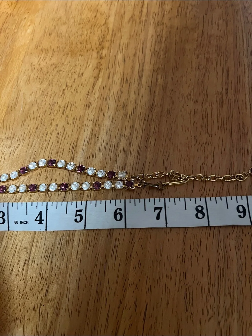 Vintage Trifari Gold Tone Choker Necklace Prong Set Amethyst And Clear Crystals